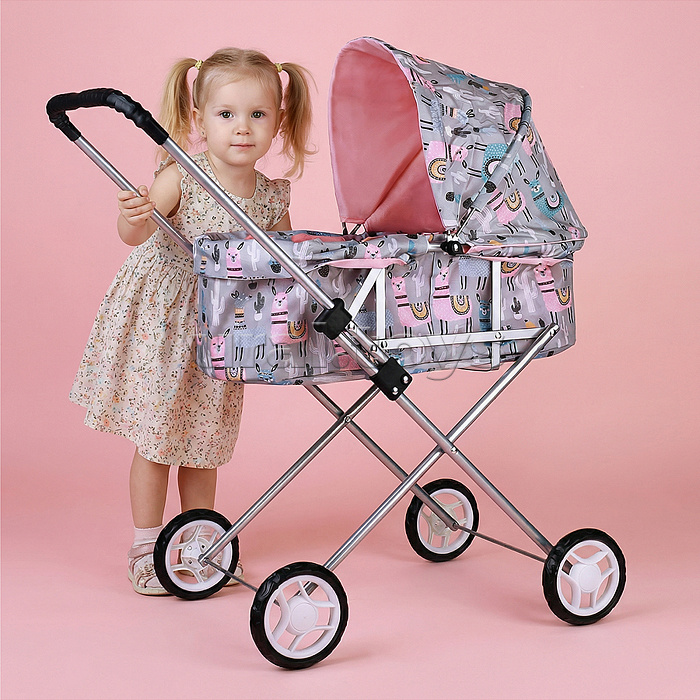Коляская кукольная прогулочная, металлическая, складная