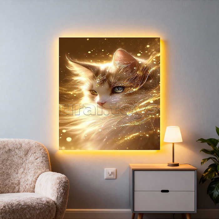 Мозаика алмазная "Красивая кошечка" (светится в темноте) 30*20 см.