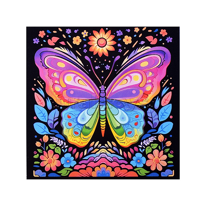 Алмазная мозаика на канве. Парящая бабочка. 30*30 см. (полная выкладка)