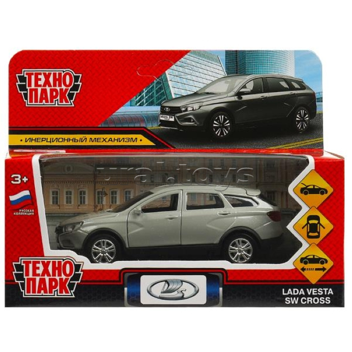 Машина металл Lada Vesta SW Cross 12 см, двери, багаж, серый