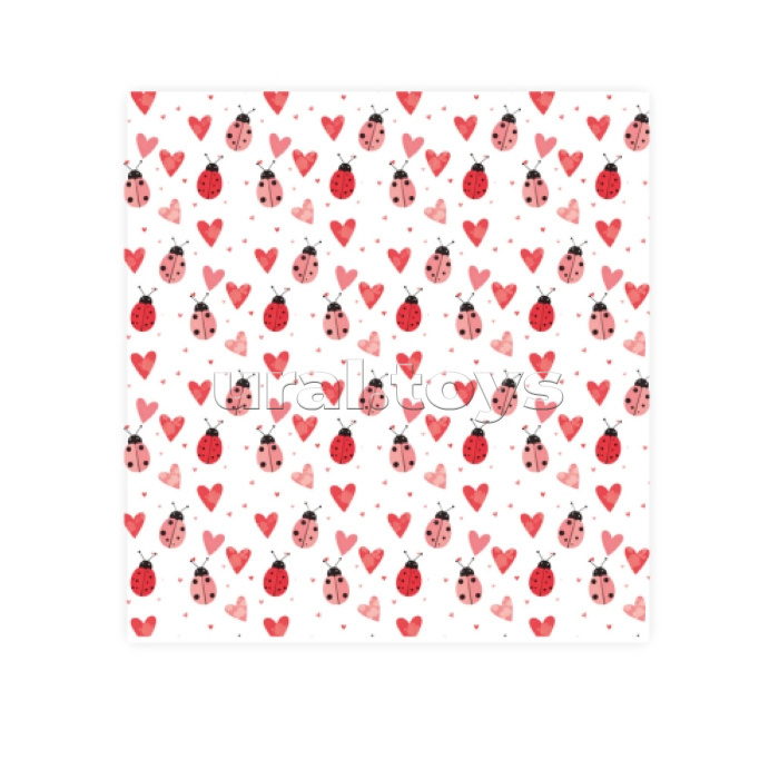 Упаковочная бумага "Сердечки с божьими коровками" 70х100