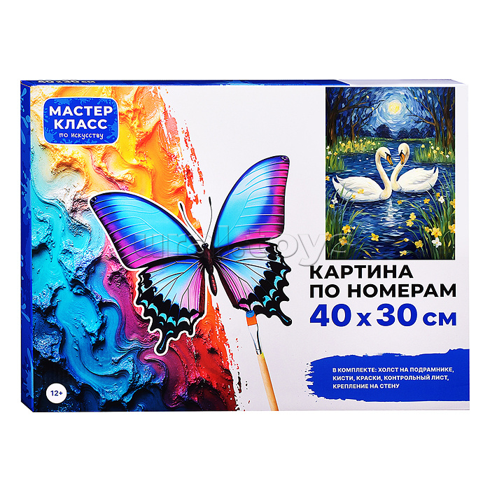 Набор для рисования "Картина по номерам 30*40 см. Белые лебеди"