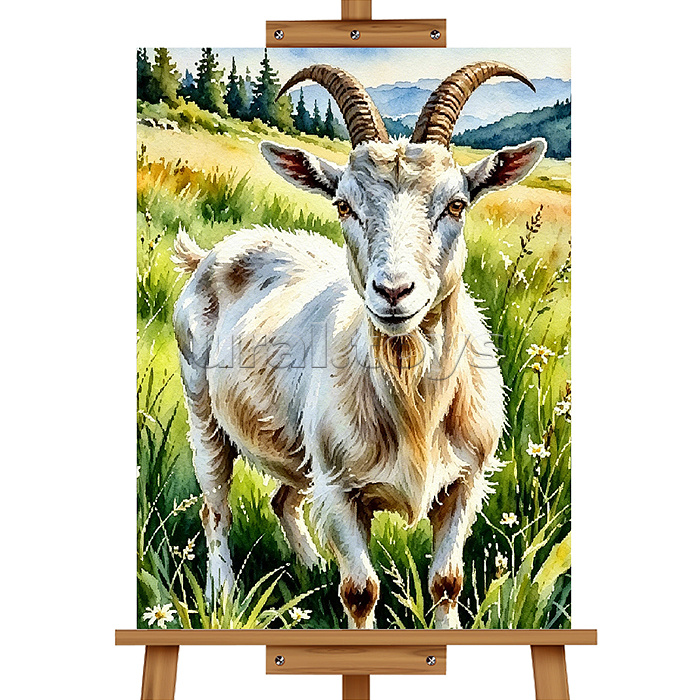 Картина по номерам "Козел на лугу" 40*30 см.