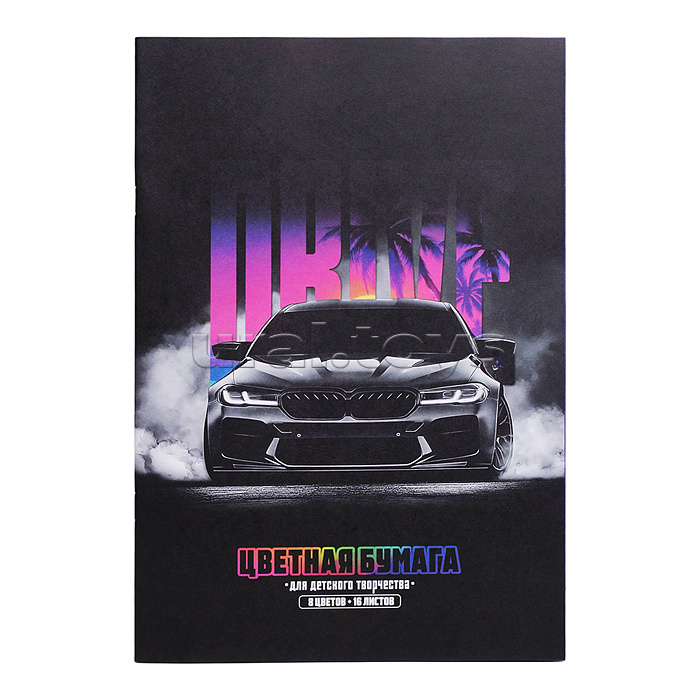 Бумага цветная 16 л 8 цв "Драйв"