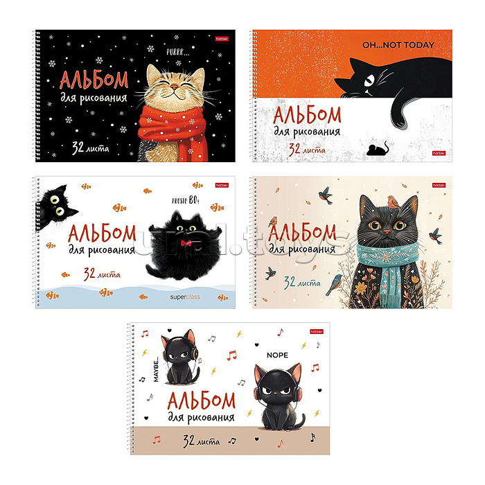 Альбом для рисования 32л А4ф "Котэ" на спирали перфорация на отрыв обл. мел.картон тиснение