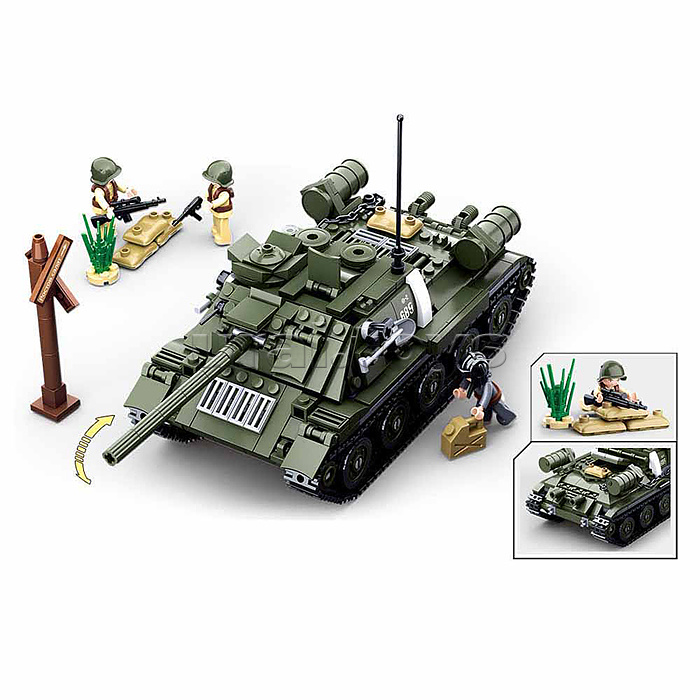 Конструктор "Танк среднего класса с фигурками военных" (687 дет.) в коробке