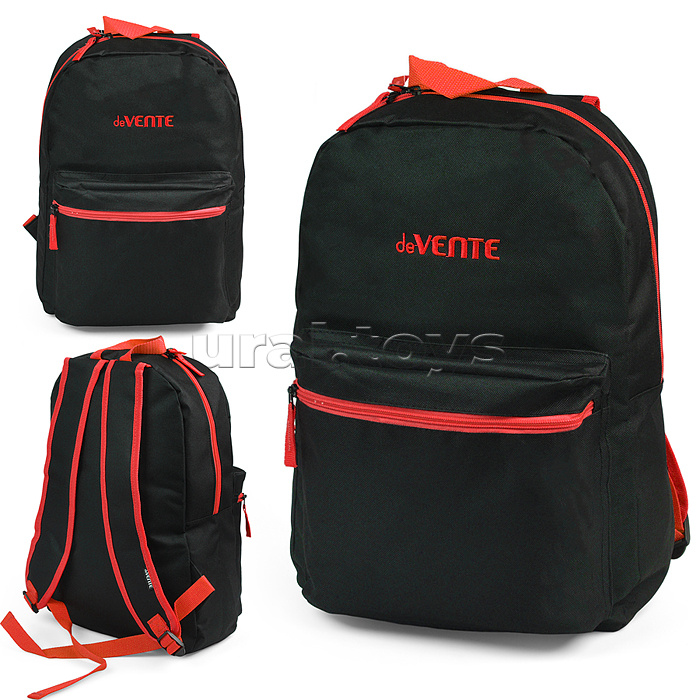 Рюкзак "Black" подростковый 40x29x17 см (14 л) 250 г, 1 отделение на молнии, 1 передний карман, черный с красным Рюкзак "Black" подростковый 40x29x17 см (14 л) 250 г, 1 отделение на молнии, 1 передний карман, черный с красным