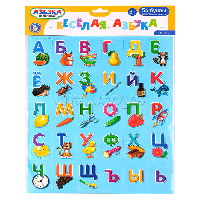 Игра магнитная "Веселая азбука" 54 эл (европодвес)