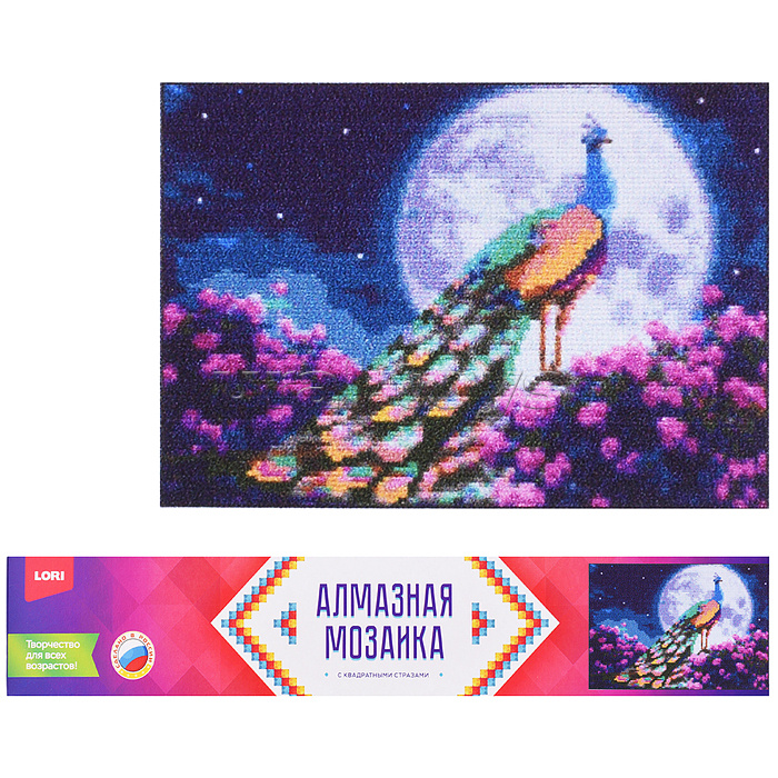 Алмазная мозаика 21*30см "Павлин в саду" (полное заполнение)