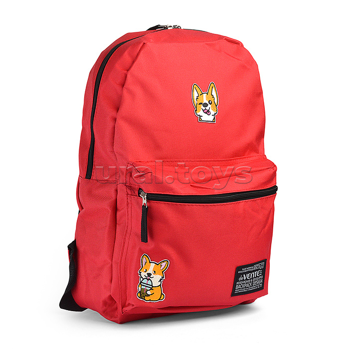 Рюкзак "Corgi" подростковый 40x29x17 см (14 л) 250 г, 1 отделение на молнии, 1 передний карман, вышивка, красный