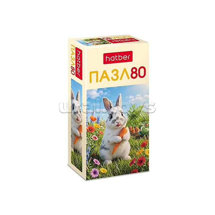 Пазлы 80 формат А5 165х230мм "Зайка на полянке"