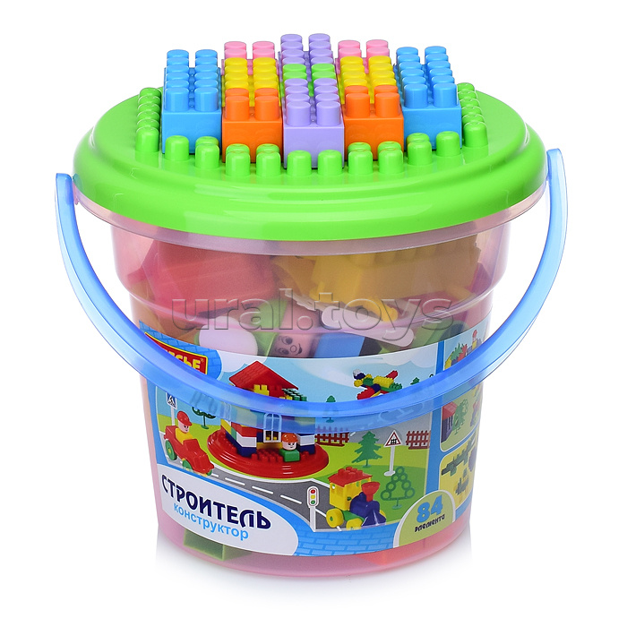 Конструктор "Строитель" (84) в ведре "Макси" с крышкой