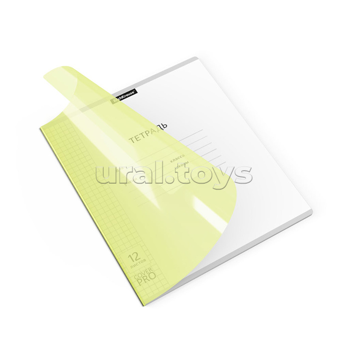 Тетрадь 12л., клетка, пластиковая обложка  "CoverPrо Neon" желтый