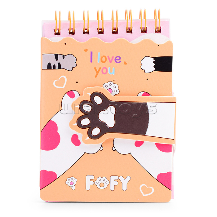 Блокнот 80л. "Лапки" на евроспирали 7.7х10.7 см, линованный внутренний блок,