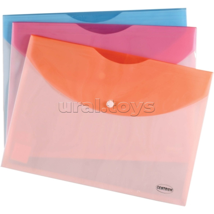 Папка-конверт А4 (0.18мм) с кнопкой (ассорти)