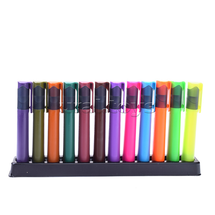 Набор маркеров-выделителей (12 цветов - 6 неоновых и 6 цветов Marandi) плоский корпус, скошенный наконечник, ширина линии 1-5 мм, на поддоне в пластиковой коробке