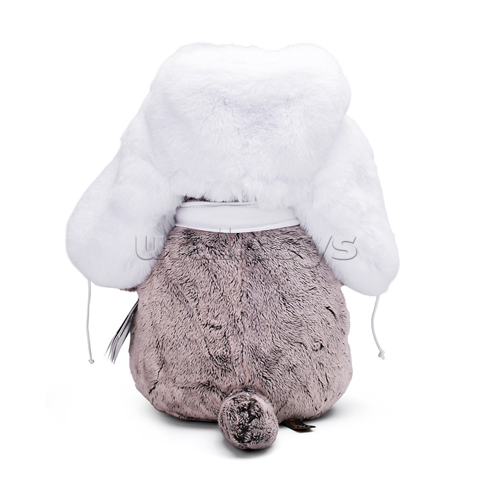 Кот Басик в белой меховой шапке