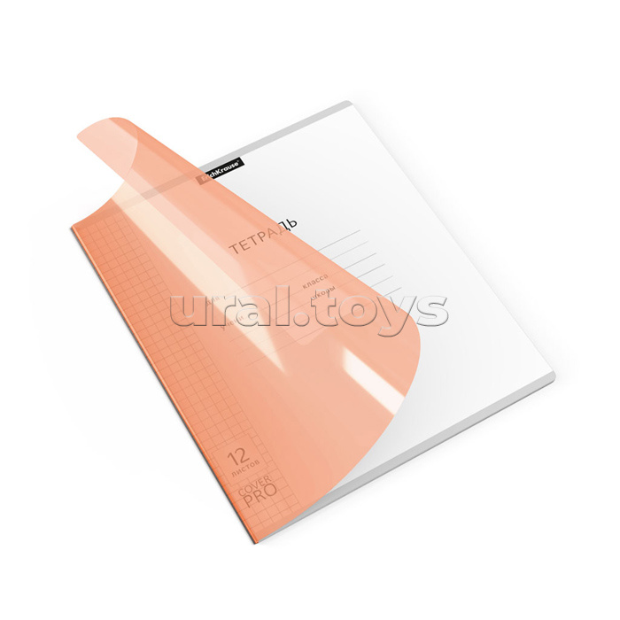 Тетрадь 12л., клетка, пластиковая обложка  "CoverPrо Neon" оранжевый