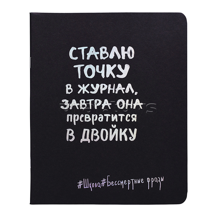 Тетрадь 48л. клетка "Школьные Фразы" А5 скрепка