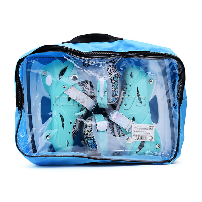 Коньки (размер M35-38) бирюзовые, в сумке