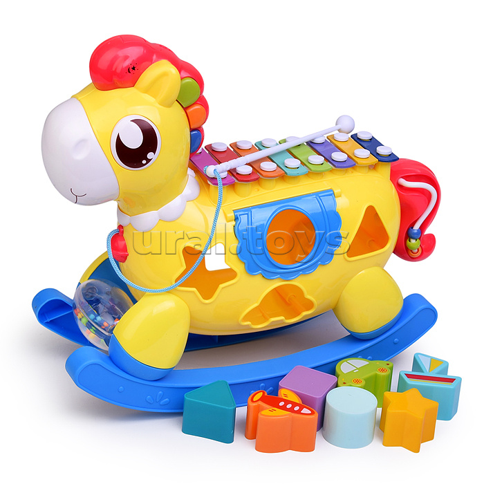 Сортер-металлофон "Лошадка" (цвет желтый) в коробке