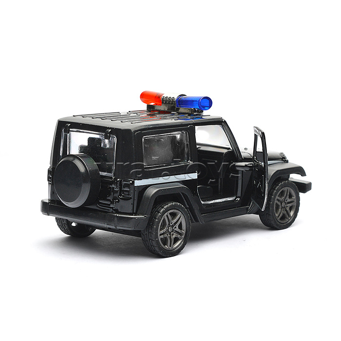 Чёрная инерционная служебная машинка Джип die-cast,1:32, открывающиеся двери