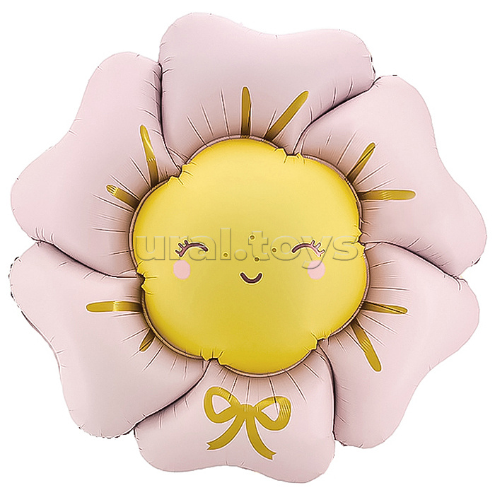 Шар (41''/104 см) Цветок, Солнышко, Розовый, Сатин, 1 шт. в уп.