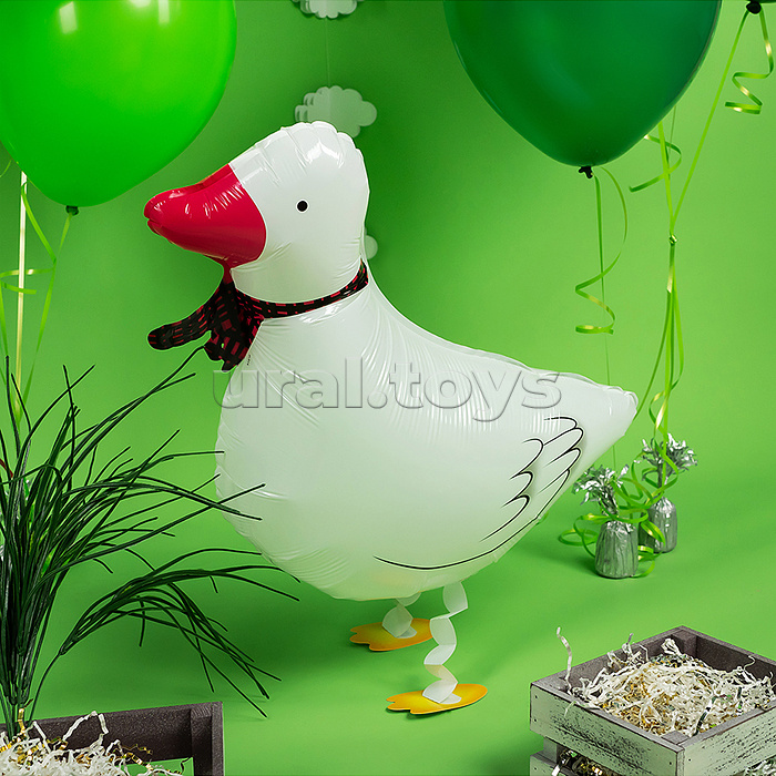 Шар (24''/61 см) Ходячая Фигура, Гусь, Белый, 1 шт. в уп.