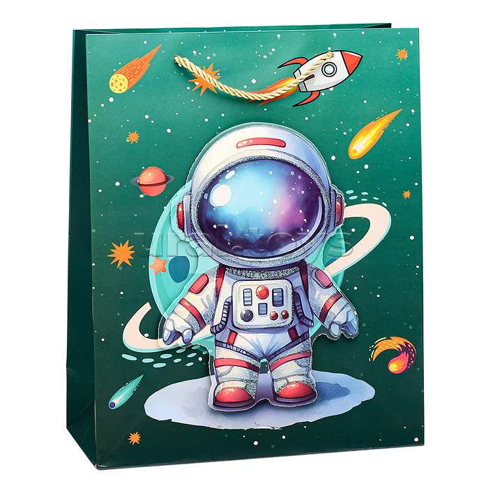 Пакет подарочный "Космонавт" 32х26х10 см