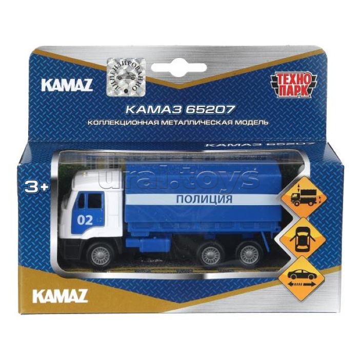 Машина металл Камаз 65207 Полиция бортовой (съемн. тент) в коробке