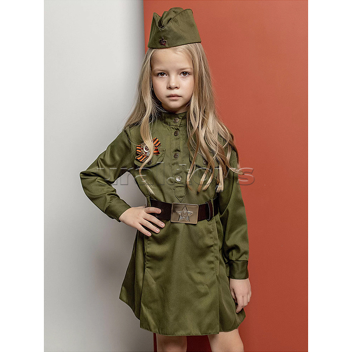Карнавальный костюм "Солдатка платье хлопок" размер 140-72