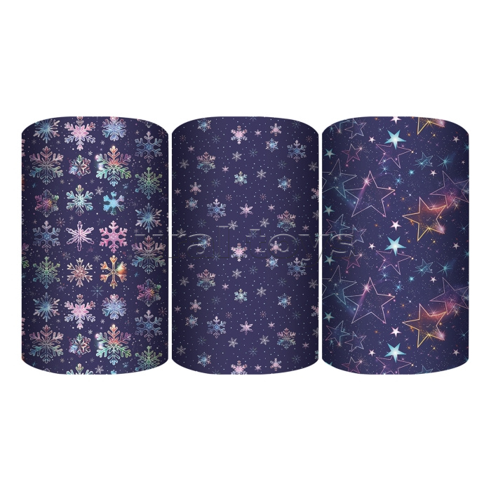 Упаковочная бумага НГ "Новогодняя ночь" в ассортименте, рулон в термоусадочной пленке, 70х100см.