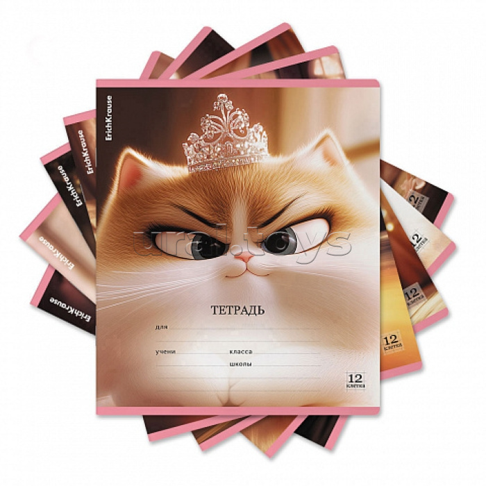 Тетрадь 12л. клетка "Prima Cat" выборочный УФ-лак c глиттером