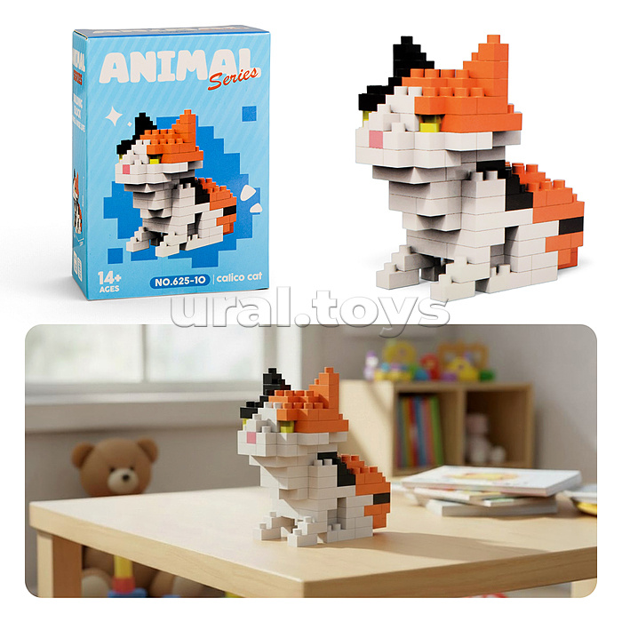 Конструктор "Тёхцветная кошка" 3D, в коробке