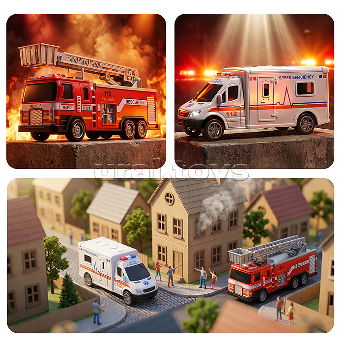 Набор машин "Спасательная техника" (инерционная) в коробке