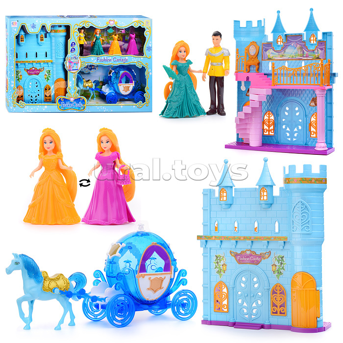 Карета "Королевская" с лошадкой, замком и фигурками, в коробке