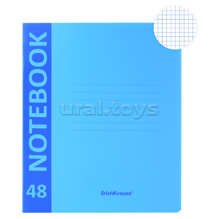 Тетрадь 48л, клетка, CoverProBook Neon, голубой, А5+