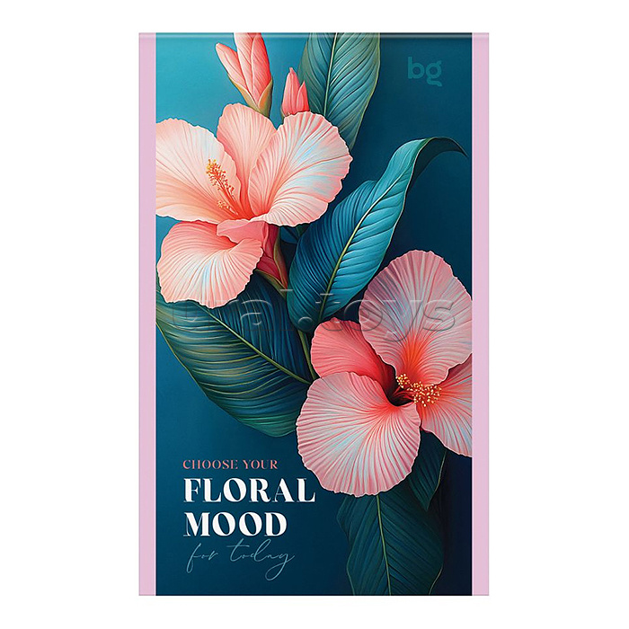 Блокнот А6 32л., на скрепке "Floral mood", блестки