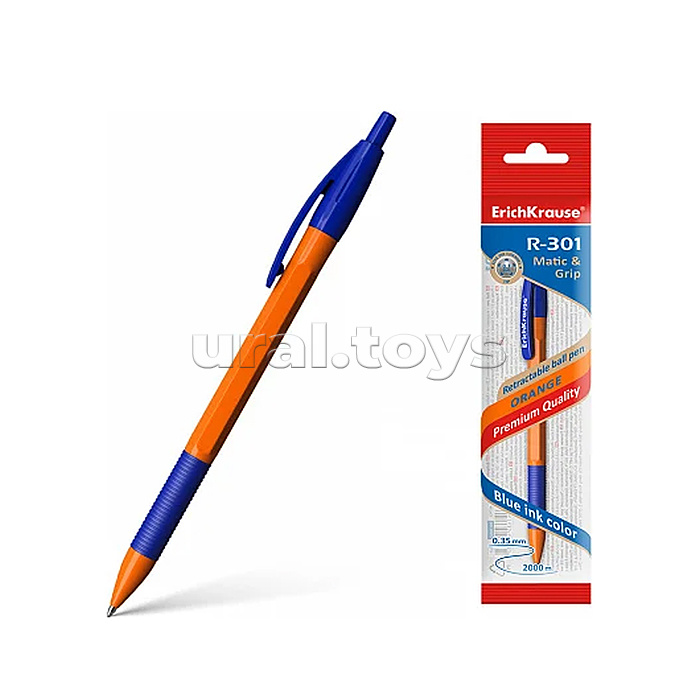 Ручка шариковая автоматическая R-301 Matic&Grip Orange 0.7, цвет чернил синий