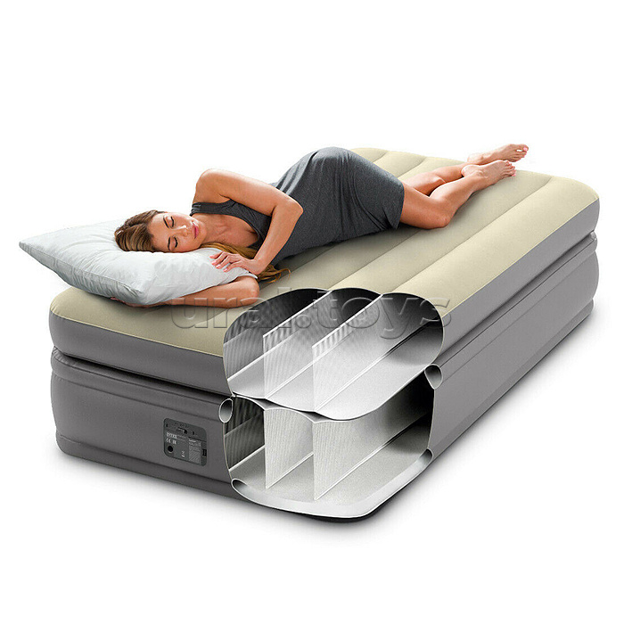 Кровать надувная Prime Comfort Elevated, 99 х 191 х 51 см, встроенный насос 220V, 64162NP INTEX