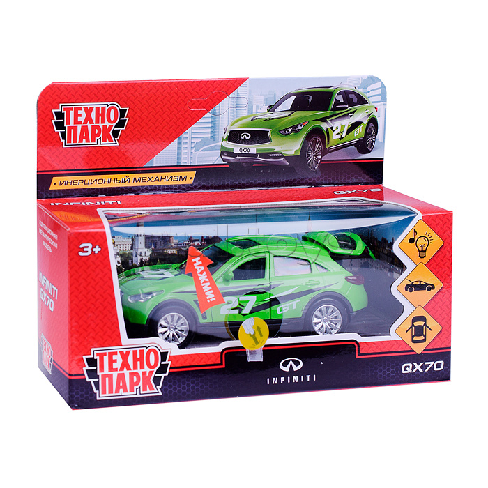 Машина металл свет-звук "Infiniti QX70 Спорт" 12см, открываются двери, инерц.