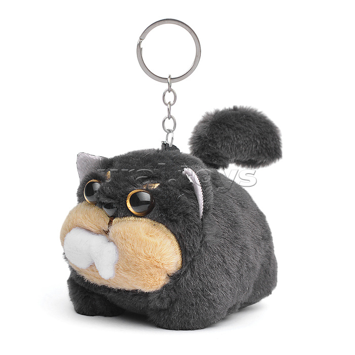 Мягкая игрушка-брелок "Котик с рыбкой" с кольцом 9см