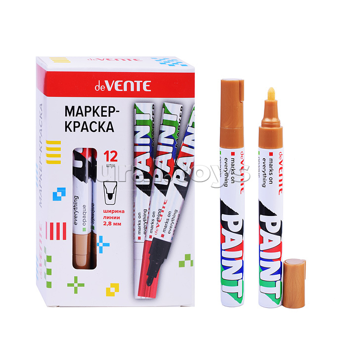 Маркер-краска круглый алюминиевый корпус, с клипом, нитро-основа, пулевидный наконечник, ширина линии 2,8 мм, длина письма 400 м, золотистый Маркер-краска круглый алюминиевый корпус, с клипом, нитро-основа, пулевидный наконечник, ширина линии 2,8 мм, длина письма 400 м, золотистый