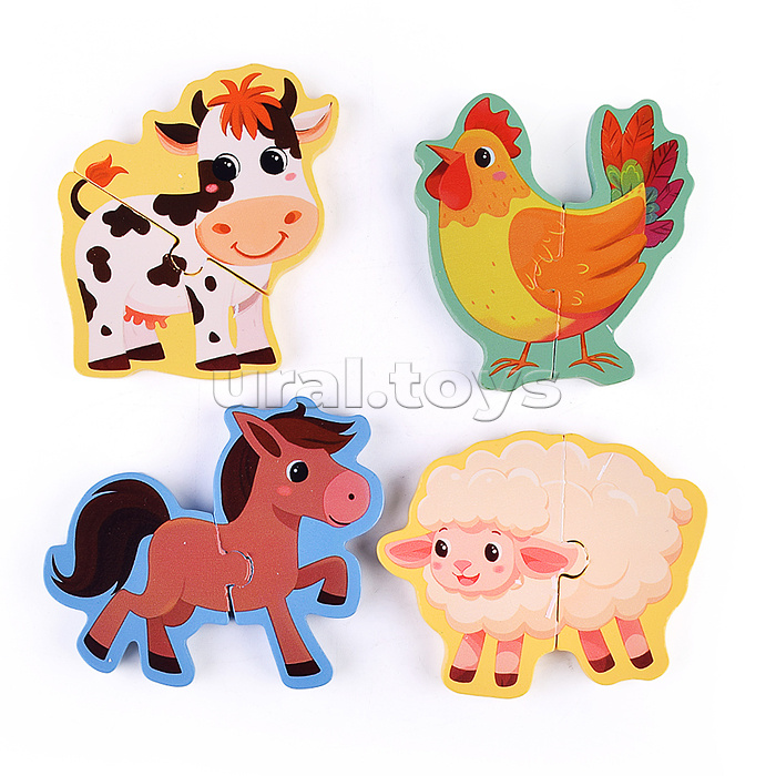 Пазл-вкладыш "Изучаем время. На ферме"