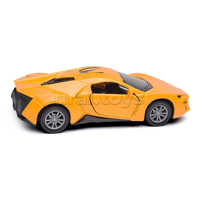 Жёлтая инерционная спортивная машинка die-cast,1:32, открывающиеся двери