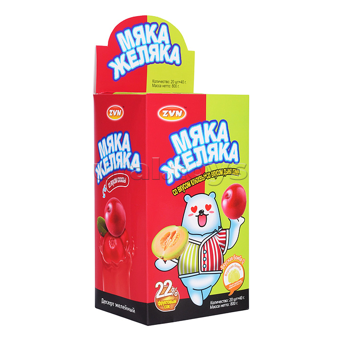 Десерт желейный ароматизированный "Мяка Желяка" со вкусом клюквы и дыня хами 40г*20шт