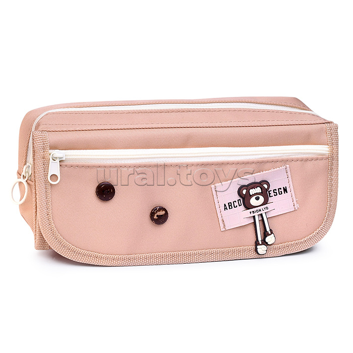 Пенал "Monkey" 210x100x75 мм, плотный износостойкий полиэстер с водоотталкивающей пропиткой, отделение на молнии, прямоугольный для 60 предметов, наружный карман на молнии в створке на липучке, отделение с органайзером и карманом на молнии, задний карман 