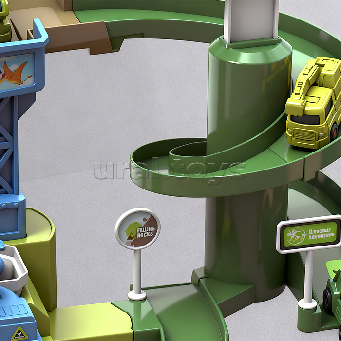 Трек  "Дино парк" (свет, звук, 4 машины металл) в коробке