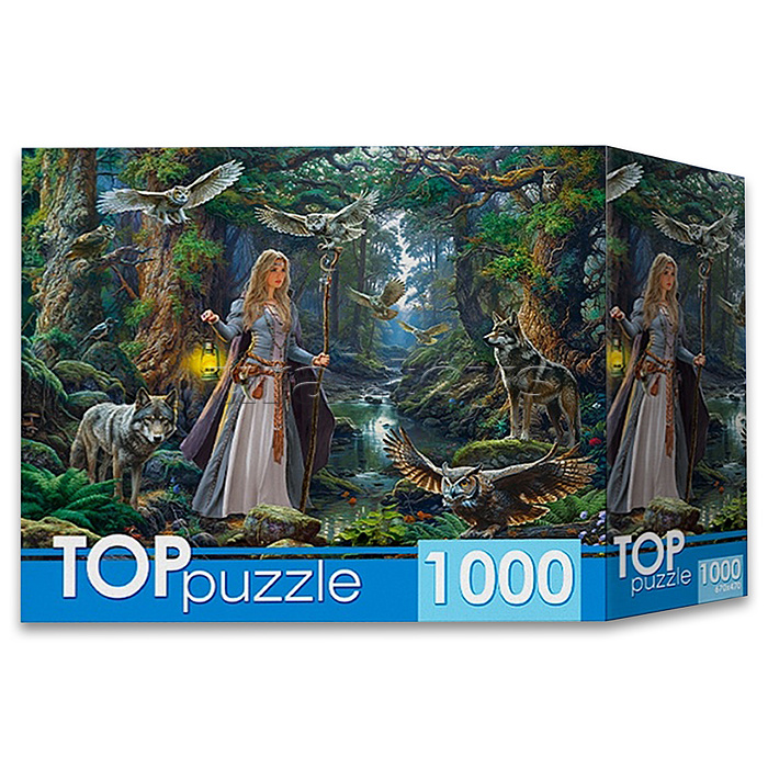Пазлы 1000 TOPpuzzle "Девушка с волками и совами"