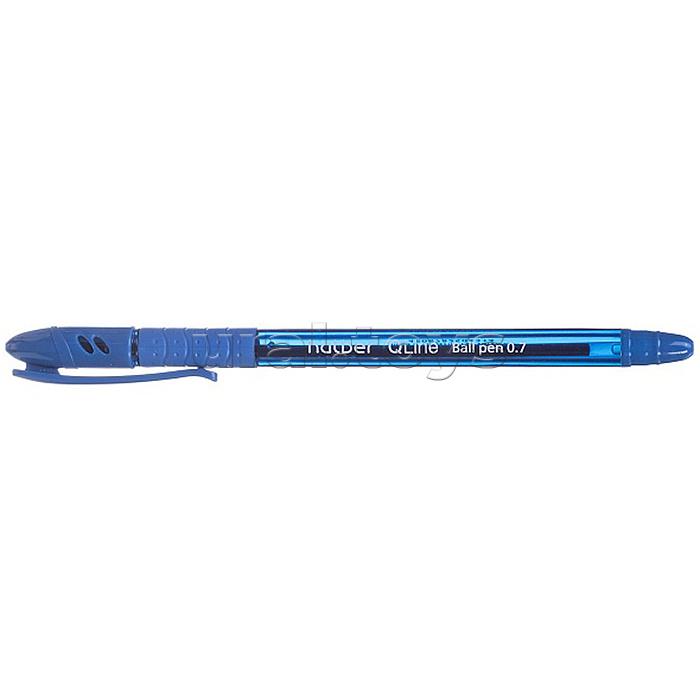 Ручка шариковая Q.line Синяя 0,7мм с колпачком и клипом игольч. пишущ. узел чернила на масл.основе с резиновым грипом  12шт. в картонной коробке